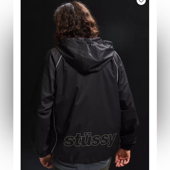 Stüssy Black 3M Piping Pullover Windbreaker Jacket - Picture 3 of 5